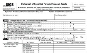 IRS Form 8938 specified foreign financial assets