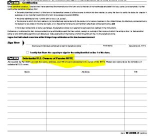 W-8-BEN-E Certification and Substantial U.S. Owners of Entity