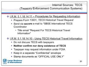 IRS Offshore Training TECs database