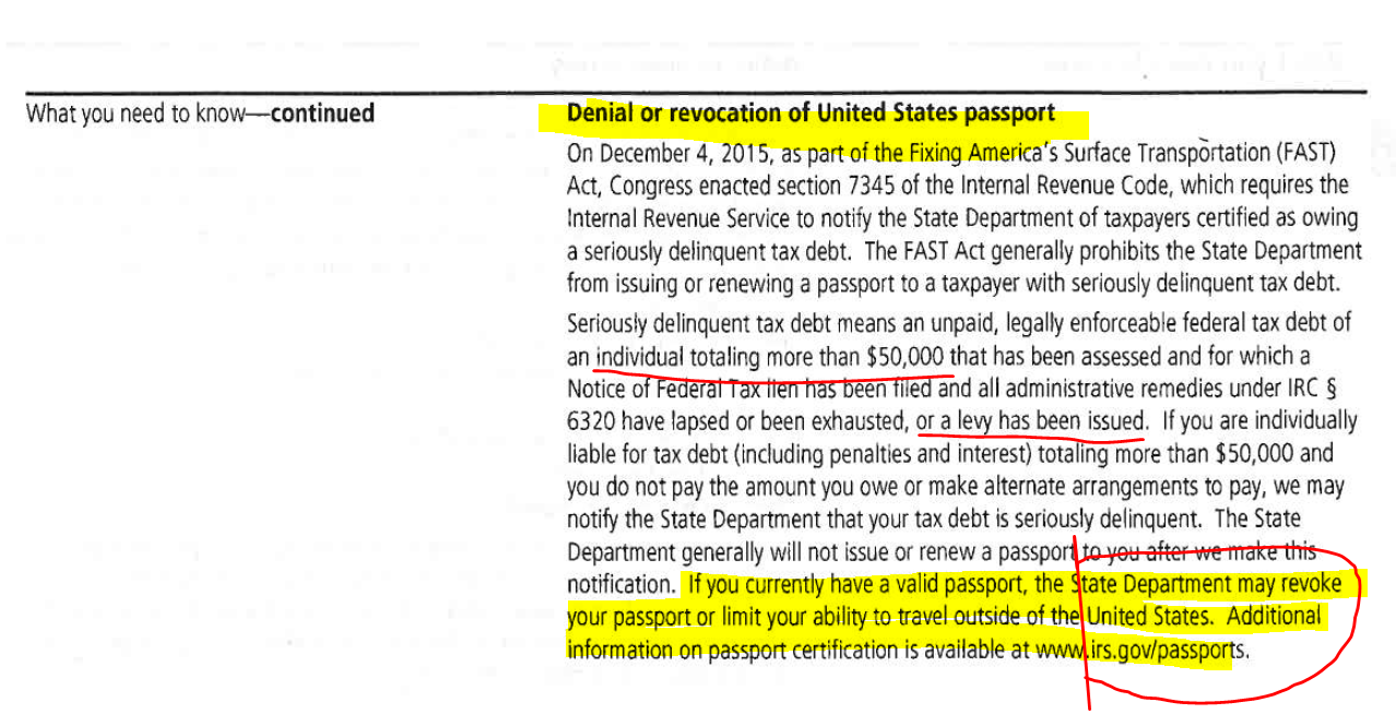 Revocation of Passport Notice IRS 7345
