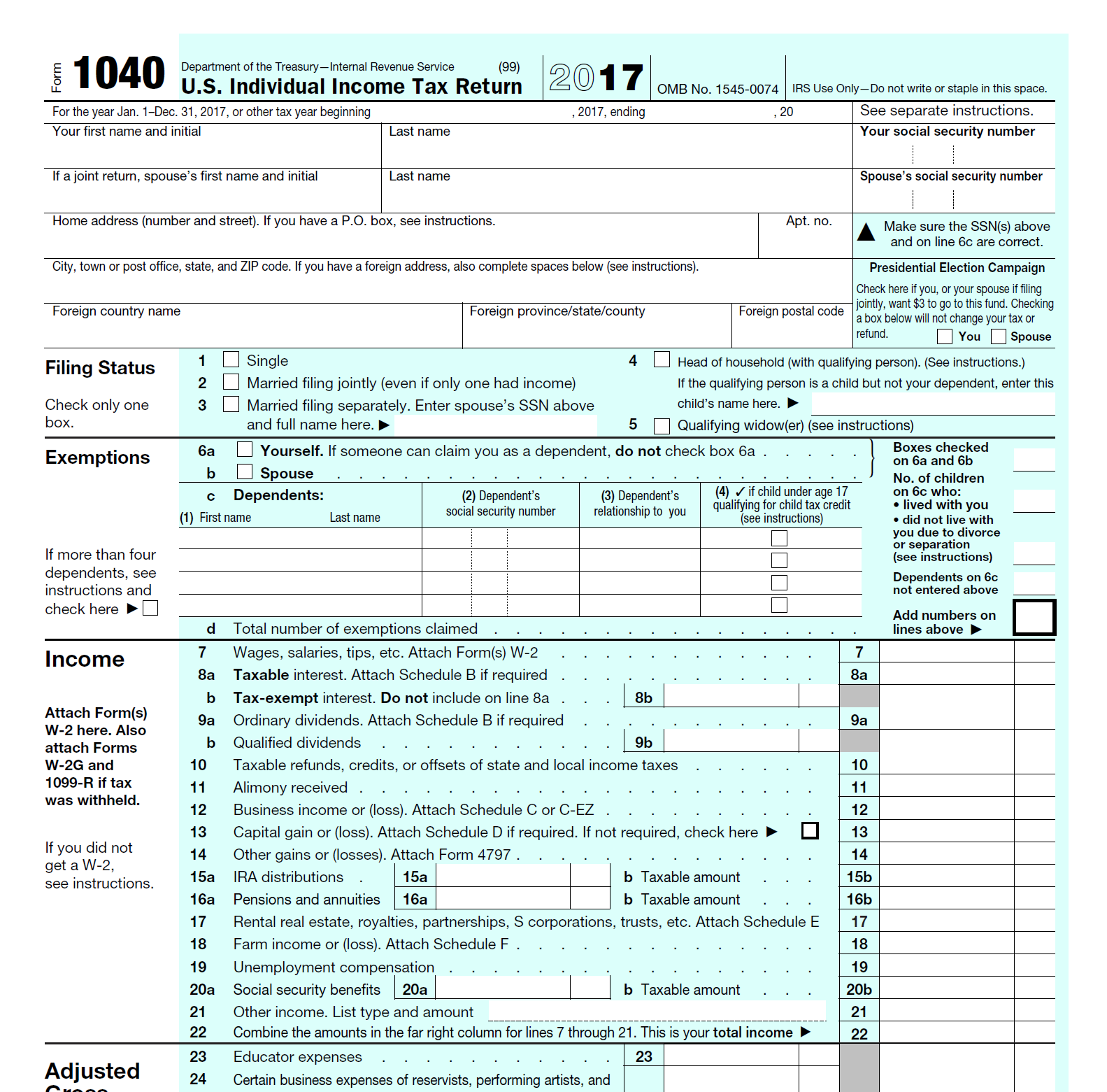 1040 irs form 1040 yr 2017